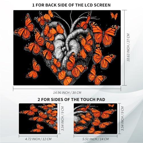 Universal Laptop Skin, DIY Cut-to-Fit Vinyl Cover Compatible with HP, Dell, Lenovo, Mac (13.3" to 15.6"), Anti-Scratch, No Residue & Bubble-Free Protective Decal Sticker, Gothic Heart Butterfly - color: Gothic Heart Butterfly