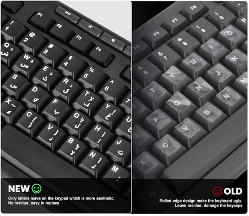 2PCS Arabic Keyboard Letter Stickers with Tweezer - Keyboard Letters Replacement Stickers, Borderless Characters Alphabet for Laptop Computer PC Desktop Keyboard, Peel-Off Film, Leave Letters - size: Arabic-White