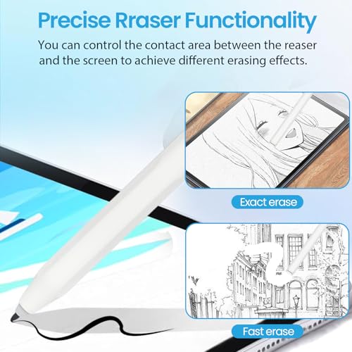 EMR Stylus Pen for Remarkable 2 / Remarkable 1, Kindle Scribe, BOOX Tablets, Battery-Free with Digital Eraser, 4096 Pressure Levels, Magnetic Pen Holder, 10 Replacement Nibs Included, White - style: 10 Pencil Tips-white