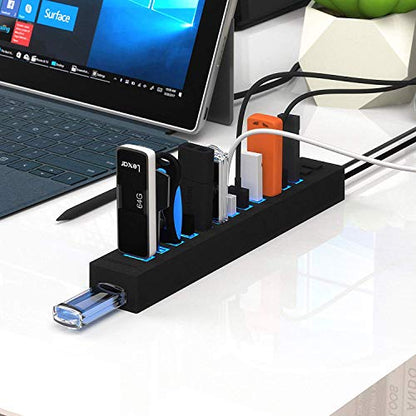 SABRENT 13 Port High Speed USB 2.0 Hub with Power Adapter and 2 Control Switches (HB-U14P) - size: 13-PORT