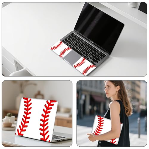 Aesthetic Laptop Skin Sticker, Red Baseball Stitches Waterproof Vinyl Laptop Decal, Removable Bubble Free, Reusable Protective Cover for 13 14 15 15.6 Inch - color: Red Baseball Stitches