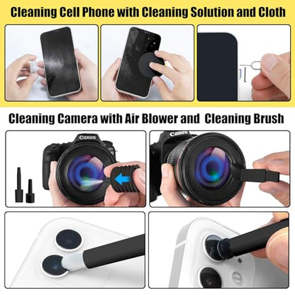 20-in-1 Laptop Phone Screen Earbud Cleaning Kit, Keyboard Cleaner Kit, Keyboard Cleaning Kit with Electronic Cleaning Brush Spray for Airpods Pro, iPad, iPhone Pro, Camera, Computer Cleaning - color: BLACK