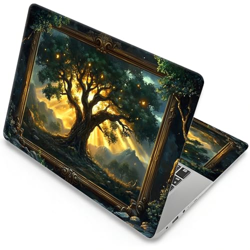 Universal Laptop Skin, DIY Cut-to-Fit Vinyl Cover Compatible with HP, Dell, Lenovo, Mac (13.3" to 15.6"), Anti-Scratch, No Residue & Bubble-Free Protective Decal Sticker, Glowing Tree of Life - color: Glowing Tree Of Life