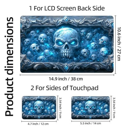 Aesthetic Laptop Skin Sticker, Frost Skulls in Enchanted Frame Waterproof Vinyl Laptop Decal, Removable Bubble Free, Reusable Protective Cover for 13 14 15 15.6 Inch - color: Frost Skulls in Enchanted Frame