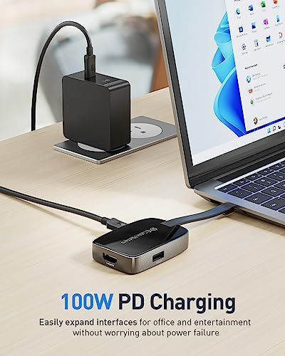 Cable Matters 4-in-1 USB C Hub, HDMI 4K@60Hz, 100W Charging | 10Gbps USB-C Digital AV Adapter, USB C HDMI Hub, Portable, Thunderbolt 4 Compatible, for MacBook/XPS/iPhone 17/16