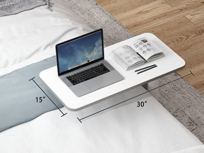 Height Adjustable Mobile Standing Desk - 90° Tiltable Storable Overbed Table, 30 inches Rolling Laptop Desk with Gas Spring Riser and Wheels for Offices, Home, Medical and School - color: White