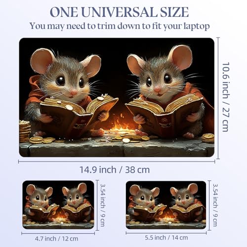 Universal Laptop Skin Sticker Decal,15.6 Inch Laptop Vinyl Cover for 13" 14" 15.6" Laptop,Scratch-Resistant Waterproof Protector Wrap,Reusable with Wrist Pads,Scholar Mice Book Coins - color: Scholar Mice Book Coins