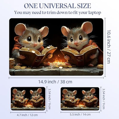 Universal Laptop Skin Sticker Decal,15.6 Inch Laptop Vinyl Cover for 13" 14" 15.6" Laptop,Scratch-Resistant Waterproof Protector Wrap,Reusable with Wrist Pads,Scholar Mice Book Coins - color: Scholar Mice Book Coins