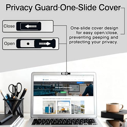 Webcam Cover Slide (6-Pack) – Extra-Large Privacy Shield for Laptop, Tablet, PC & Smartphone – Ultra-Thin Camera Blocker, Black