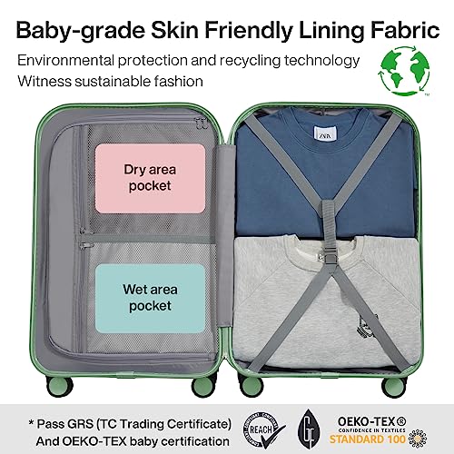mixi Luggage Suitcase with Spinner Wheels, Hardside Rolling Suitcase PC with Cover & TSA Lock Lightweight Travel Case 24in Checked in, Avocado Green - color: Avacado Green, size: 24in Checked in