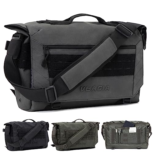 Messenger bag Laptop bag Briefcase Molle system Tactical style Detachable shoulder strap Shoulder Bags - color: Grey