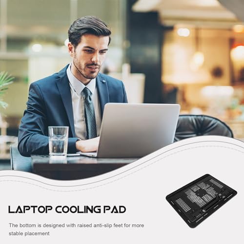 UKCOCO Silent Laptop Cooling Pad with USB Fans, Black Plastic Laptop Riser Holder for Desk, Computer Accessory Suitable for Gaming and Office Use