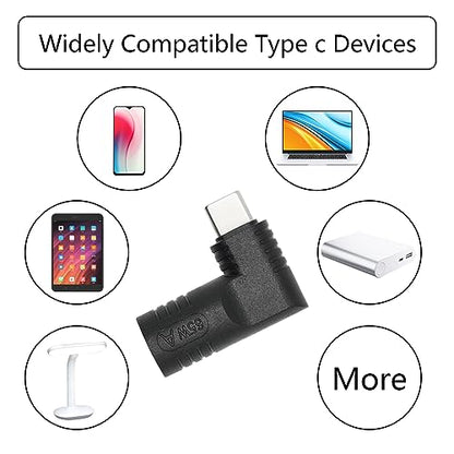 Right Angle DC 7909 to USB C Connector Adapter, 90 Degree PD 65W DC 7.9mm x 0.9mm to USB Type C Male Plug Power Charge Adapter for Laptop, Phone - Black - style: DC 7909 to USB Type c