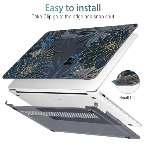 Mektron Printed Case for 2025 Microsoft Surface Laptop Windows 11 Copilot+ PC Surface Laptop 13 inch Touchscreen Display Cover Fits Model 2095, Dahlia Flower C035 - color: Dahlia Flower C035
