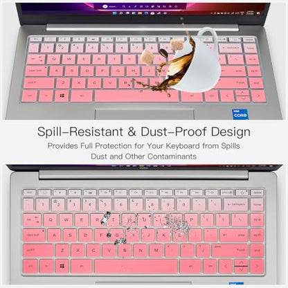 Keyboard Cover for 2022 2023 HP 14" Laptop 14-ep 14-em 14-es 14t-ep000 14z-em000 14-ep000 14-ep0097nr 14-ep0145cl 14-em0047nr, HP Envy 2-in-1 14t-es000 14-es0013dx 14-es0033dx Keyboard Protector Skin - color: Ombre Pink