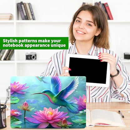 Laptop Skin Sticker Decal, Universal Protective Cover Fit 12 13 14 15.6 Inch Notebook, Reusable Water-Resistant Vinyl Decal w/ 2 Wrist Pads for Business Travel Office, Lotus Leaf Hummingbird - color: Lotus Leaf Hummingbird