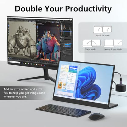 Portable Monitor 15.6 Inch 1080p Built-in Hub Docking Station 64G Storage Card IPS Display with Foldable Stand for Mac Windows, iPad,Smart Phone