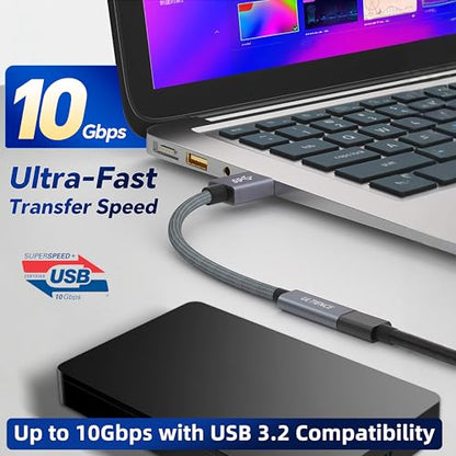 USB to USB C Cable Adapter – 10Gbps High Speed USB 3.2 Converter Data Transfer 60W Fast Charging, Compatible with Laptops, PCs, Flash Drives (1.65 ft, Grey) - color: Grey 1.65ft (Pack of 1)