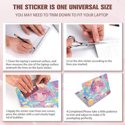 PLIGREAT Kawaii Girl Laptop Skin Sticker Decals Fits 12" 13" 13.3" 14" 15 inch Laptop Cute Universal Removable Vinyl Notebook Cartoon Art Protector Netbook PC Cover Decal - color: Kawaii Girl