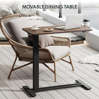 FLEXISPOT H7 32" Pneumatic Height-Adjustable Overbed Table with Wheels | C-shaped bedside table,Medical End Table,Rolling Cart TV Tray,Laptop desk for Hospital Home use,31.5"W x 17.7"D,Mahogany - color: Mahogany, size: Large