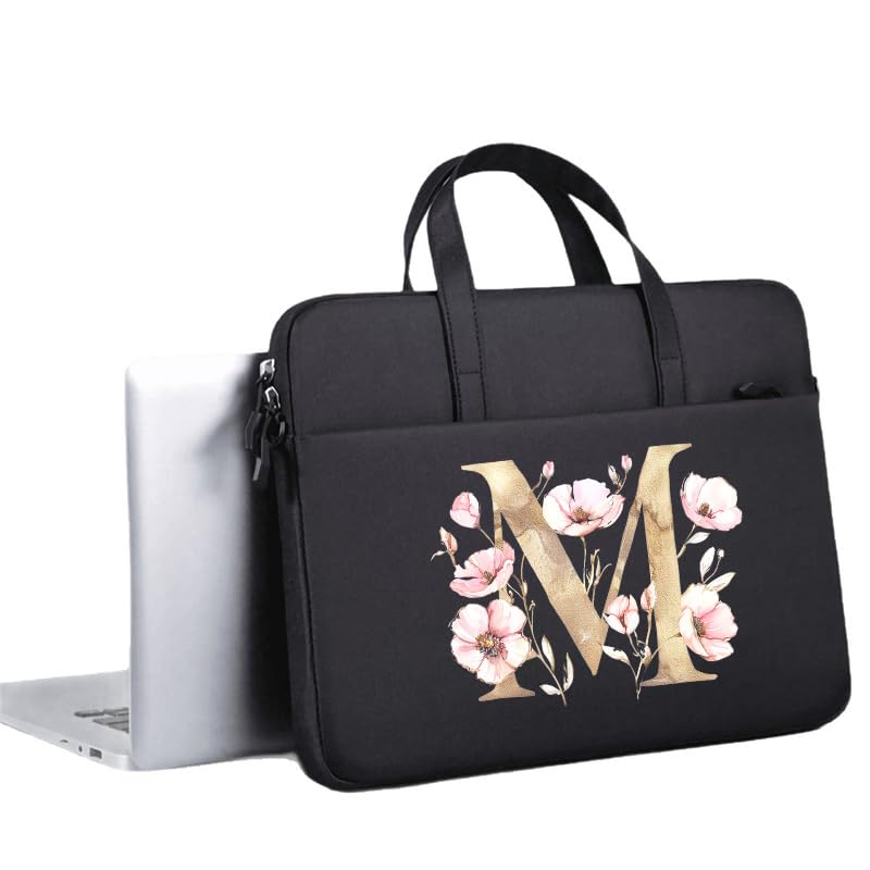 Computer Bag For Men & Women, With Initial Laptop Bag,14/15inches Messenger bag For Office、Business、Travel、School - color: Bk-m