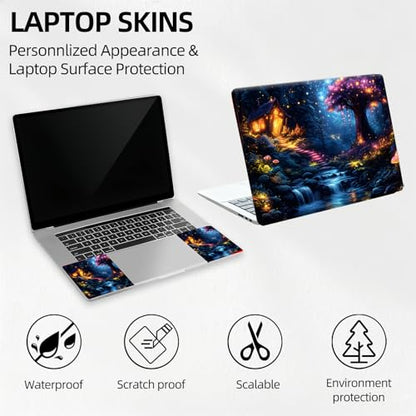 Magic River Night Universal Laptop Skin Sticker 3PCS, Protective Decal Trim-to-Fit 11.6" 13.3" 14" 15.6" Laptop Vinyl Cover, Removable Anti-Scratch Computer Decal Protector - color: Magic River Night