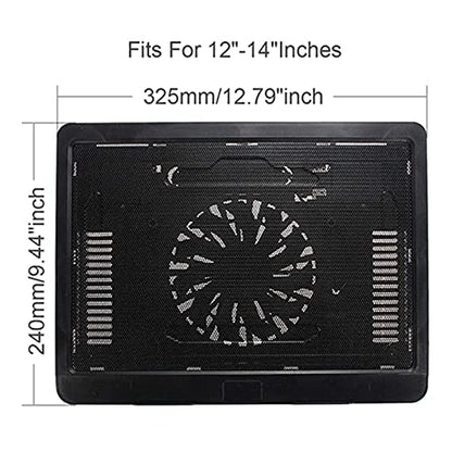 Portable Ultra Slim USB Powered Gaming Laptop Cooling Pad 1 Quiet Fans Adjustable Heightening Pad Support, Black