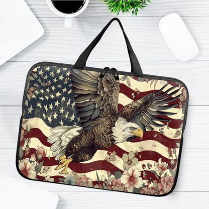 14" 15" Laptop Handle Bag Computer Bag,14.2" 15.4 inch Pouch Holder Notebook Sleeve Cover Compatible for Dell,Lenovo,Toshiba HP, Asus Notebook Messenger Briefcase-Flying Eagle flag flowers - color: Flying Eagle Flag Flowers