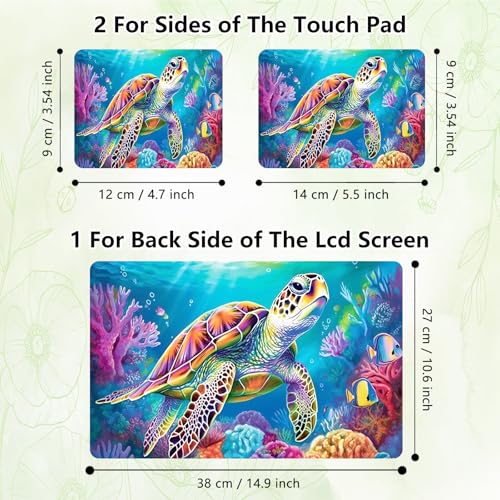 Laptop Skin Sticker Decal, Universal Reusable Vinyl Laptop Cover for 12" 13" 13.3" 14" 15" 15.4" 15.6" Notebook PC, Reusable Waterproof Scratch-Resistant with 2 Wrist Pads,Cute Sea Turtle - color: Cute Sea Turtle