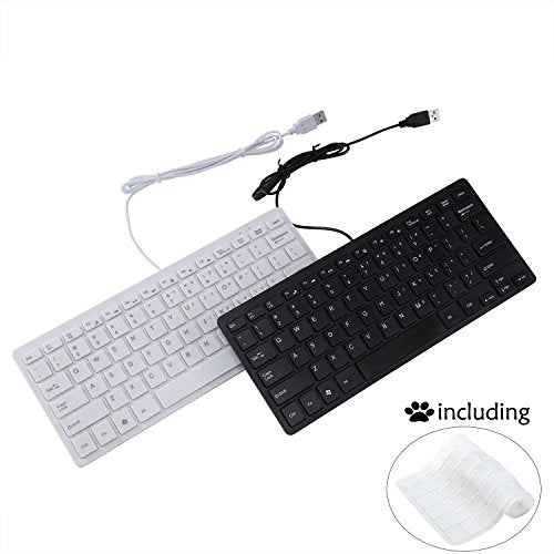 I Focus MCSaite Mini 78 Keys Wired Keyboard - with Keyboard Cover Computer keypad for Laptop MAC Windows 10/8 / 7 / Vista/XP(White+Keyboard Film) - color: White