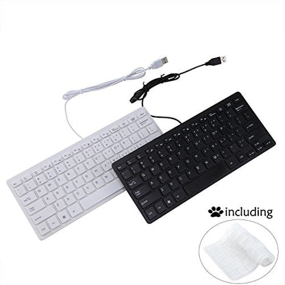 I Focus MCSaite Mini 78 Keys Wired Keyboard - with Keyboard Cover Computer keypad for Laptop MAC Windows 10/8 / 7 / Vista/XP(White+Keyboard Film) - color: White