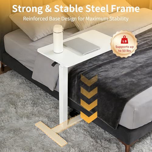 Adjustable Standing Desk, Small Sit Stand Desk for Laptop, Overbed Bedside Table with Wheels, Compact Height Adjustable Desk for Home Office, Space Saving Workstation