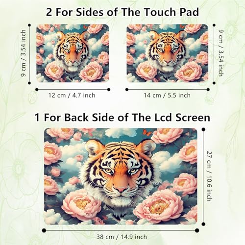 Laptop Skin Sticker Decal, Universal Reusable Vinyl Laptop Cover for 12" 13" 13.3" 14" 15" 15.4" 15.6" Notebook PC, Waterproof Scratch-Resistant with 2 Wrist Pads, Easy to Apply & Remove,Flower Tiger - color: Flower Tiger