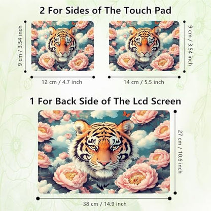 Laptop Skin Sticker Decal, Universal Reusable Vinyl Laptop Cover for 12" 13" 13.3" 14" 15" 15.4" 15.6" Notebook PC, Waterproof Scratch-Resistant with 2 Wrist Pads, Easy to Apply & Remove,Flower Tiger - color: Flower Tiger