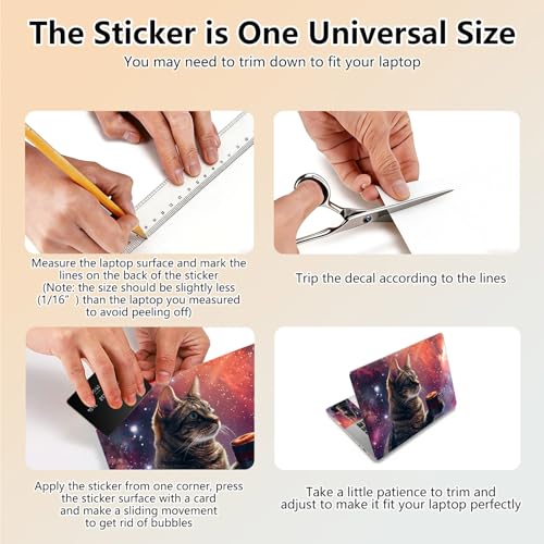 Laptop Skin Sticker Decal 15.6 Inch,12 13 13.3 14 15 15.6 in Laptop Netbook Skins for Notebook,Art Decal Removable Waterproof Scratch Resistant,Universal Vinyl Cover,Cat Coffee Galaxy - color: Cat Coffee Galaxy