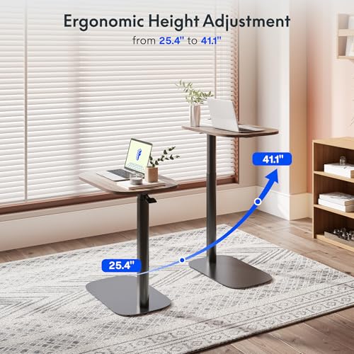 FLEXISPOT Adjustable C Table, Snack Side End Table Sofa Couch Bedside Table Laptop Cart TV Tray Night Stand for Small Space Side Table(23.6" W x 13.8" D,Rustic Brown) - color: Rustic Brown, size: 24x14