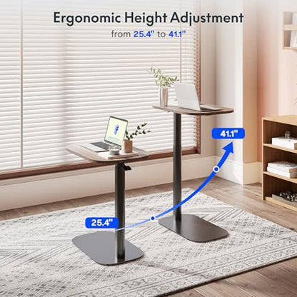 FLEXISPOT 24''Adjustable C Table Gas Spring Mobile Side End Table | Adjustable C table with Wheels, Bedside table for sofa and couch. Laptop Rolling Cart TV Tray, 23.6" W x 13.8" D,Rustic Brown - color: Rustic Brown, size: 24x14