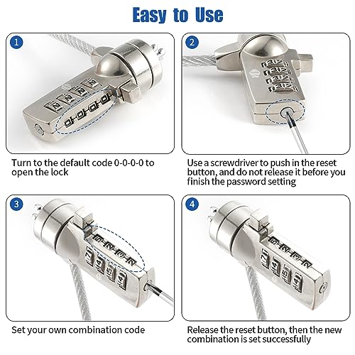 HOX Laptop Cable Lock, Hardware Security Cable Lock Anti Theft Combination Lock for iPad Tablet Laptop MacBook
