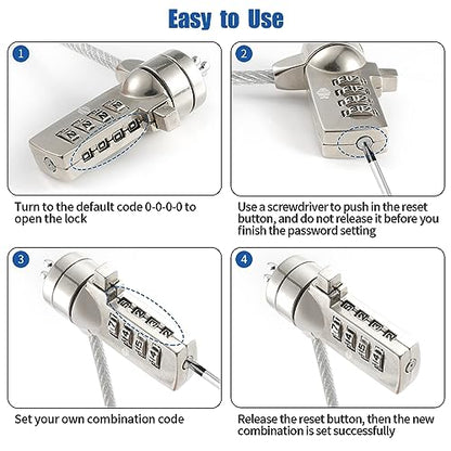 HOX Laptop Cable Lock, Hardware Security Cable Lock Anti Theft Combination Lock for iPad Tablet Laptop MacBook