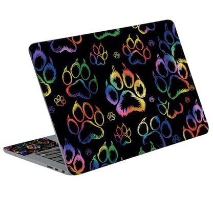 Universal Laptop Skin Sticker Decal with 2 Wrist Pad Skins, Waterproof Scratch Vinyl Cover for 11–15.6 Inch MacBook, HP, Dell, Lenovo, Cutable & Reusable,Rainbow Paw Print - color: Rainbow Paw Print