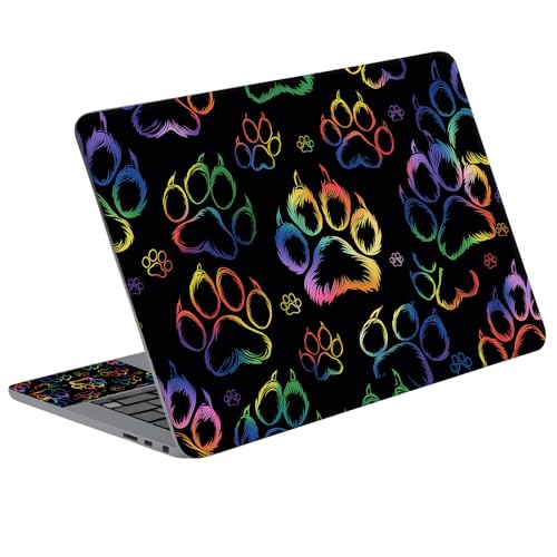 Universal Laptop Skin Sticker Decal with 2 Wrist Pad Skins, Waterproof Scratch Vinyl Cover for 11–15.6 Inch MacBook, HP, Dell, Lenovo, Cutable & Reusable,Rainbow Paw Print - color: Rainbow Paw Print