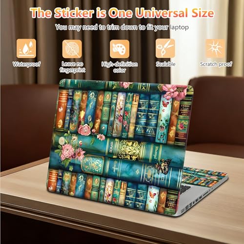 10 inch Laptop Sleeve with Laptop Skin Sticker Set – Slim Protective Case with Smooth Zipper, Lightweight Tablet & Notebook Sleeve for Travel & Daily Carry, Art Bookshelf - color: Art Bookshelf, size: 10 inch