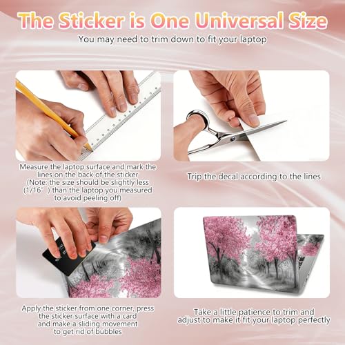 Laptop Skin Sticker Decal 12" 13" 13.3" 14" 15" 15.6",Waterproof Scratch Resistant Vinyl,Reusable Easy to Apply,for MacBook HP Dell Notebooks Netbooks Laptop,2 Wrist Pads,Cherry Blossom Black - color: Cherry Blossom Black