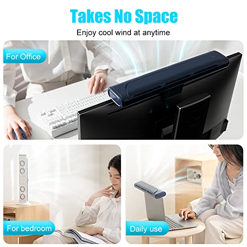 Clip On Computer Fan, Bladeless Monitor Clip On Fan | Personal Cooling Fan for Office, Quiet USB Desk Fan Small Tower Fan for Desk, Suitable for Flat and Curved Monitor, Laptop