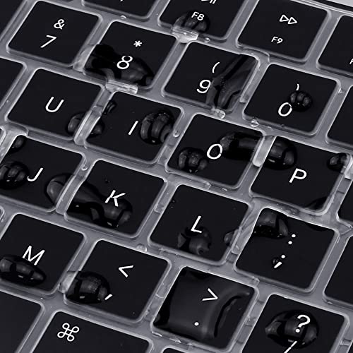 ProElife Keyboard Cover Skin for MacBook Air 13/15 Inch M5 M4, Black | US Enter, Ultra Thin (0.26 mm), Silicone Protective Skin, Easy to Apply, Washable & Reusable, Dust-proof, Precision Molded - color: Black