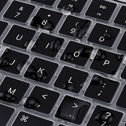 ProElife Keyboard Cover Skin for MacBook Air 13/15 Inch M5 M4, Black | US Enter, Ultra Thin (0.26 mm), Silicone Protective Skin, Easy to Apply, Washable & Reusable, Dust-proof, Precision Molded - color: Black
