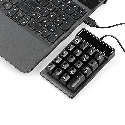 Numeric Keypad, Mechanical Feel USB Number Pad with 000 Key for Accounting, Data Entry & Excel, Wired 19 Key Pad for Laptop, Desktop, Plug and Play