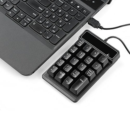 Numeric Keypad, Mechanical Feel USB Number Pad with 000 Key for Accounting, Data Entry & Excel, Wired 19 Key Pad for Laptop, Desktop, Plug and Play