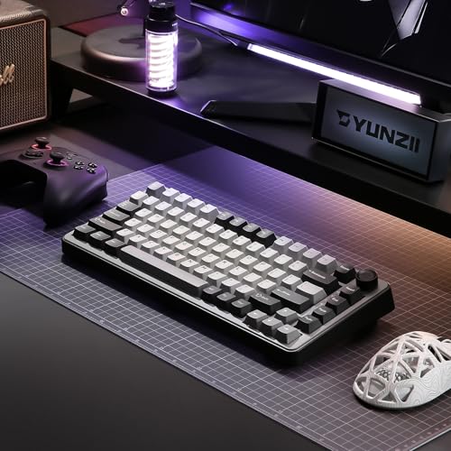 YUNZII B75 PRO Wireless Mechanical Gaming Keyboard | Custom 75% Layout with Knob,Gasket Mount,Hot Swap,Creamy Pre-lubed Switch,BT/USB-C/2.4G (Dark Grey, Milk Switch) - color: Dark Grey, size: Milk Switch