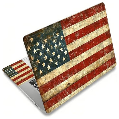 Laptop Skin Sticker Decal, Universal Reusable Vinyl Laptop Cover for 12" 13" 13.3" 14" 15" 15.4" 15.6" Notebook PC, Reusable Waterproof Scratch-Resistant with 2 Wrist Pads,American Flag Retro - color: American Flag Retro